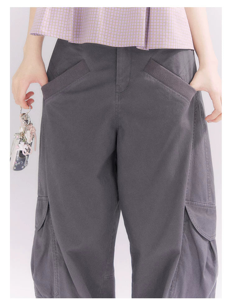 “Pear Shape Genius” Dusty Mauve Washed Cotton Cargo Pants
