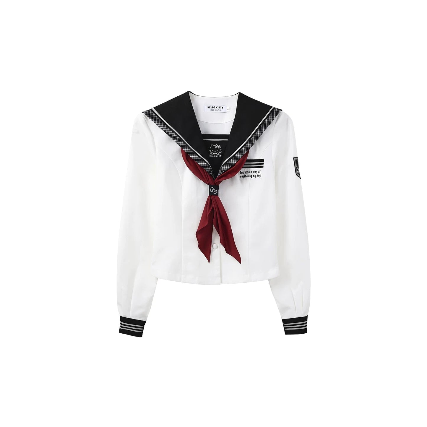 Slim-Fit Preppy Style Set - Sailor Collar Shirt / Front Box-Pleat Skirt / Polka Dot Skirt