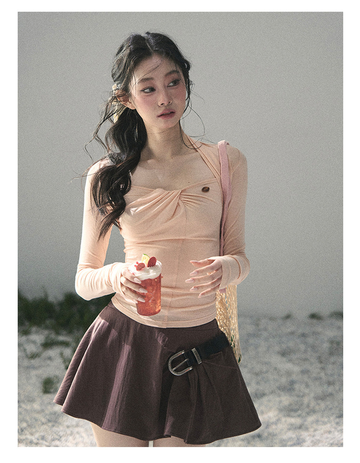 “Soft Evening Breeze” Coral Pink Layered Halter Top
