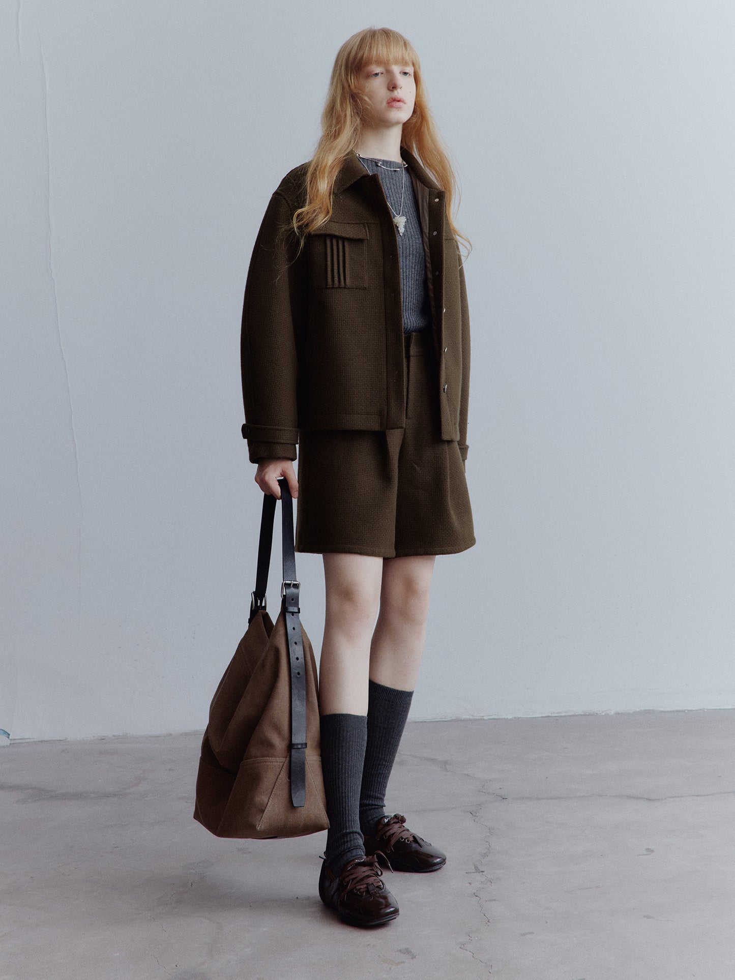 FUSSED Rebel Heiress Wool Blend Tailored Shorts – Chocolate Brown FOF-25AW196b