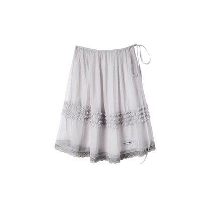 "Lavender Daydream" Layered Collection (Cami Top / Tie Cardigan / Pleated Midi Skirt / Mesh Overlay Skirt / Vintage Jeans)