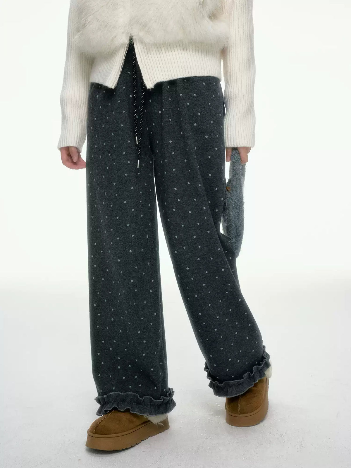 BIBIBENCY - Dark Gray Polka Dot Sweatpants