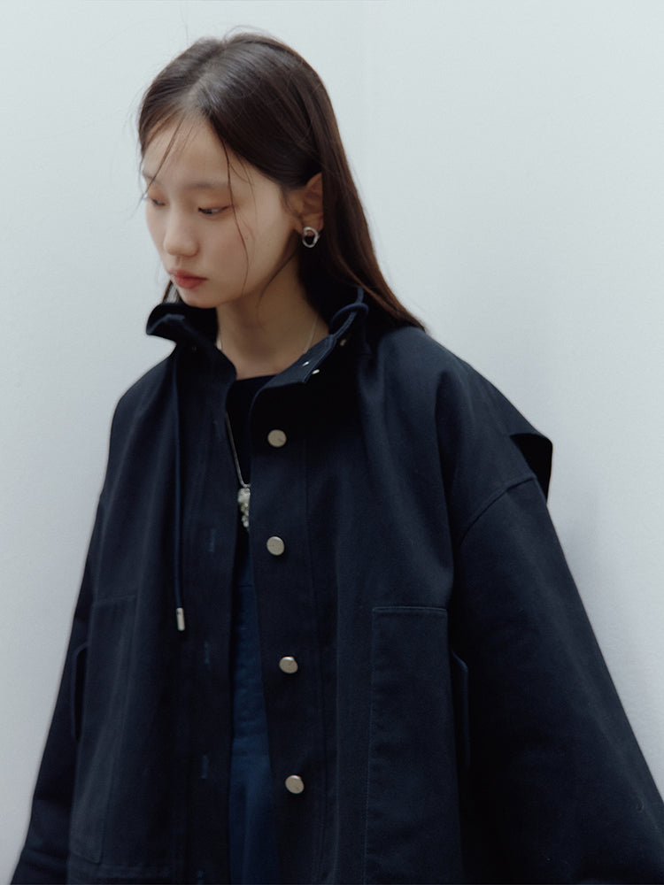 FUSSED Blues Prussian Blue Workwear Jacket – Dusky Blue Cotton FOF-25SS162