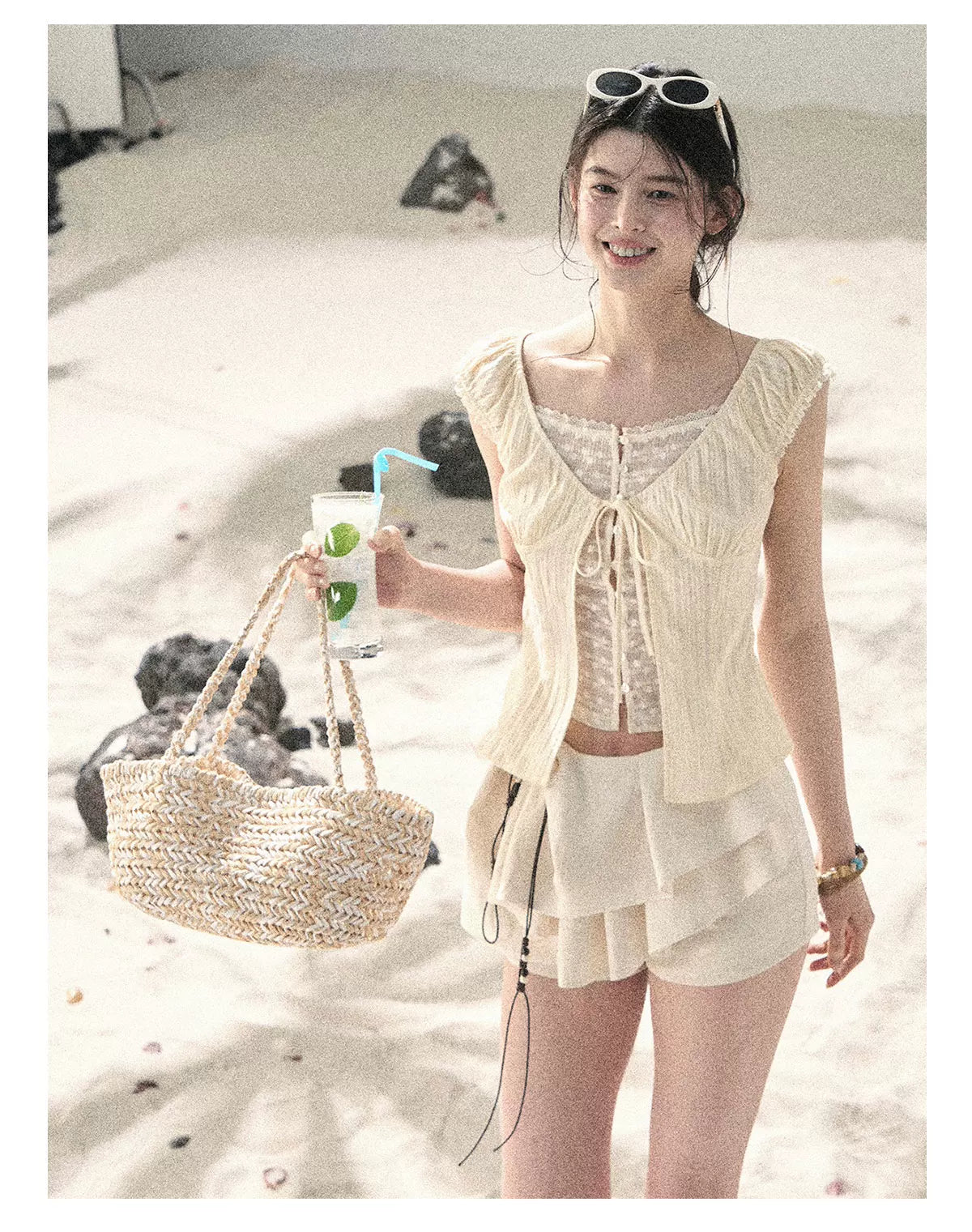 "Layered Petals in Motion" Dutch Cream Ruffle Skort 5324853