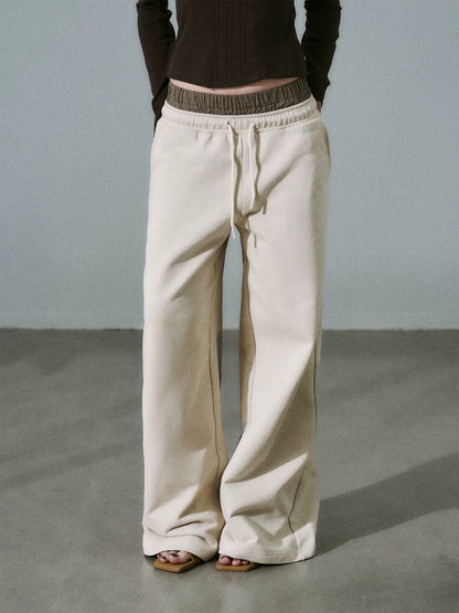 LOST FOREST - Heavyweight Cotton Low-Rise Wide-Leg Sweatpants (Dark Brown / Milk Tea)