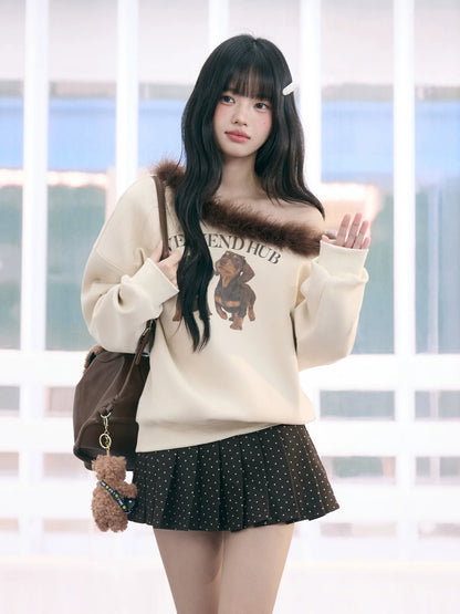 "Cozy Departure" Apricot Off-Shoulder Sweatshirt
