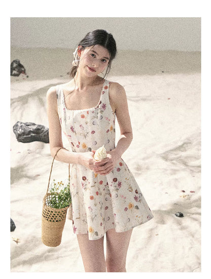 "Chamomile Summer" Dutch Cheese Floral Lace Pinafore Mini Dress 46345