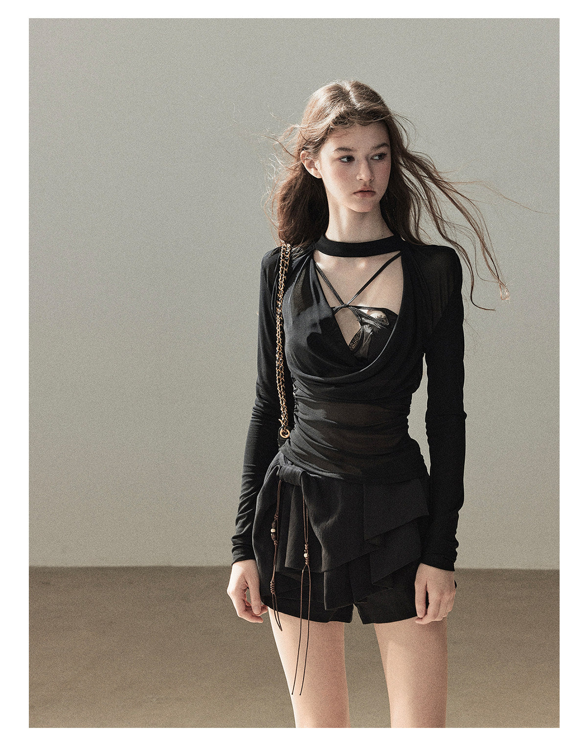 170726 "Barely There" Tranquil Black Sheer Halter Cover-Up