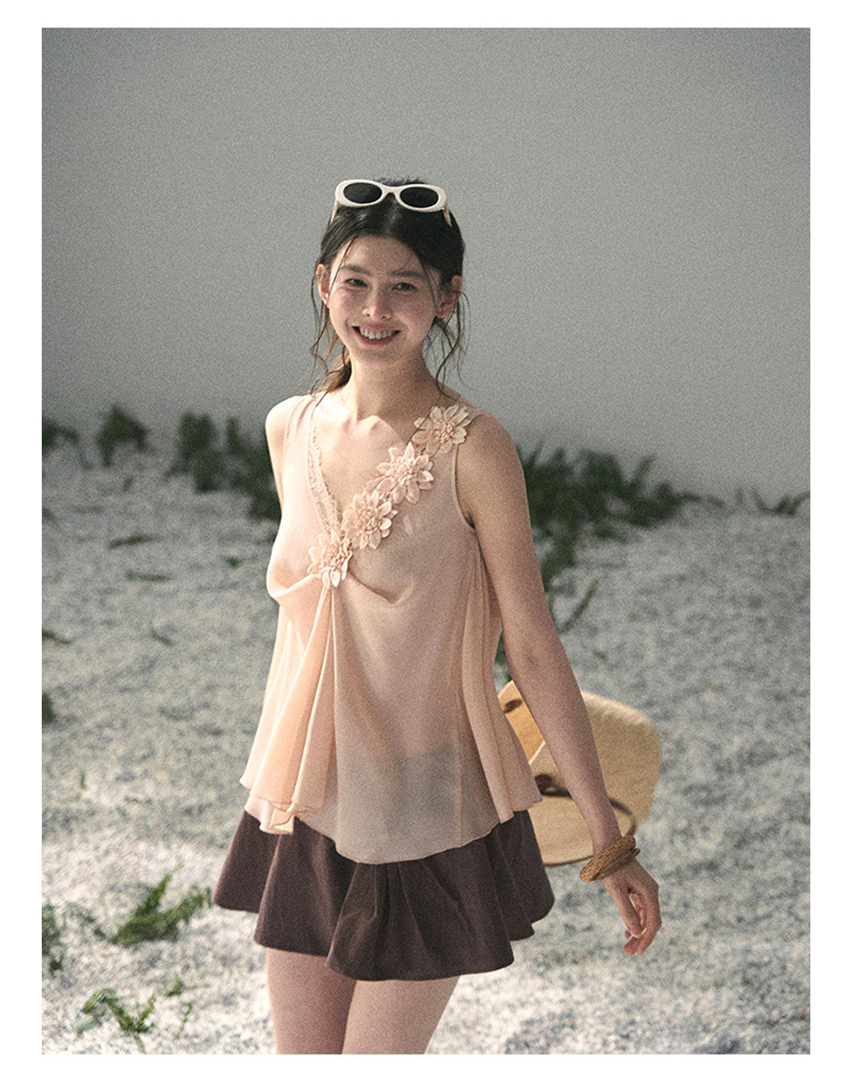 “Silent Rose” Blush Pink Floral Lace Sleeveless Top