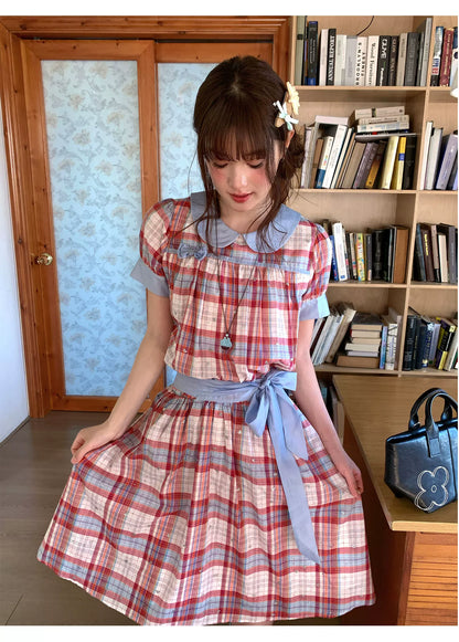 [RF] “Strawberry Soda” Vintage Plaid Cotton Midi Dress