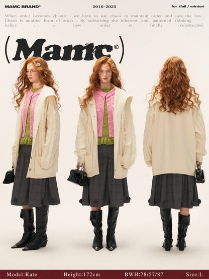 MAMC - Lazy Knit Cardigan with Contrast Stitching (Vintage Cream)