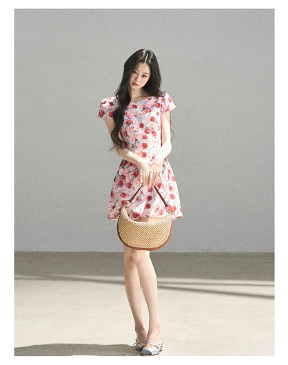 "Half a Rose" Dried Rose Fit & Flare Mini Dress