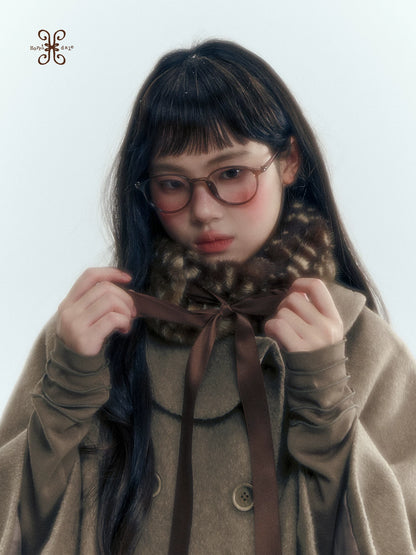 Horridale - [FREE GIFT] Vintage Bow-Tie Faux Fur Collar Scarf (Cream White / Brown)