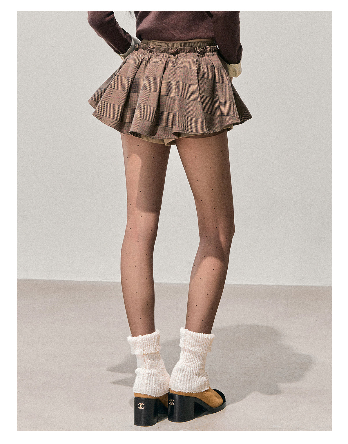 少也眼 “Annie's Waltz” Vintage Preppy A-Line Mini Skirt - Coffee Brown 1645635