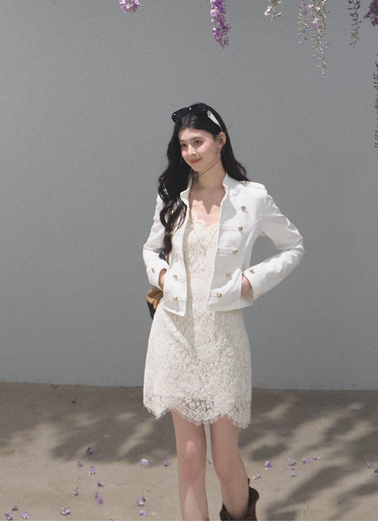 OAKMOO/ Napoleon-Style Fitted Cotton Jacket