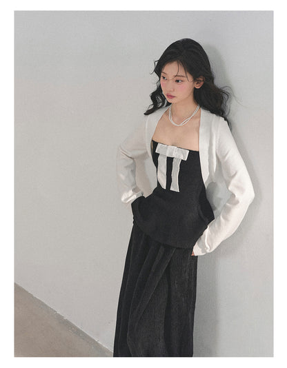少也眼 "Lingering Warmth" Princess-Style Two-Piece Winter Set - Black/White 543545141