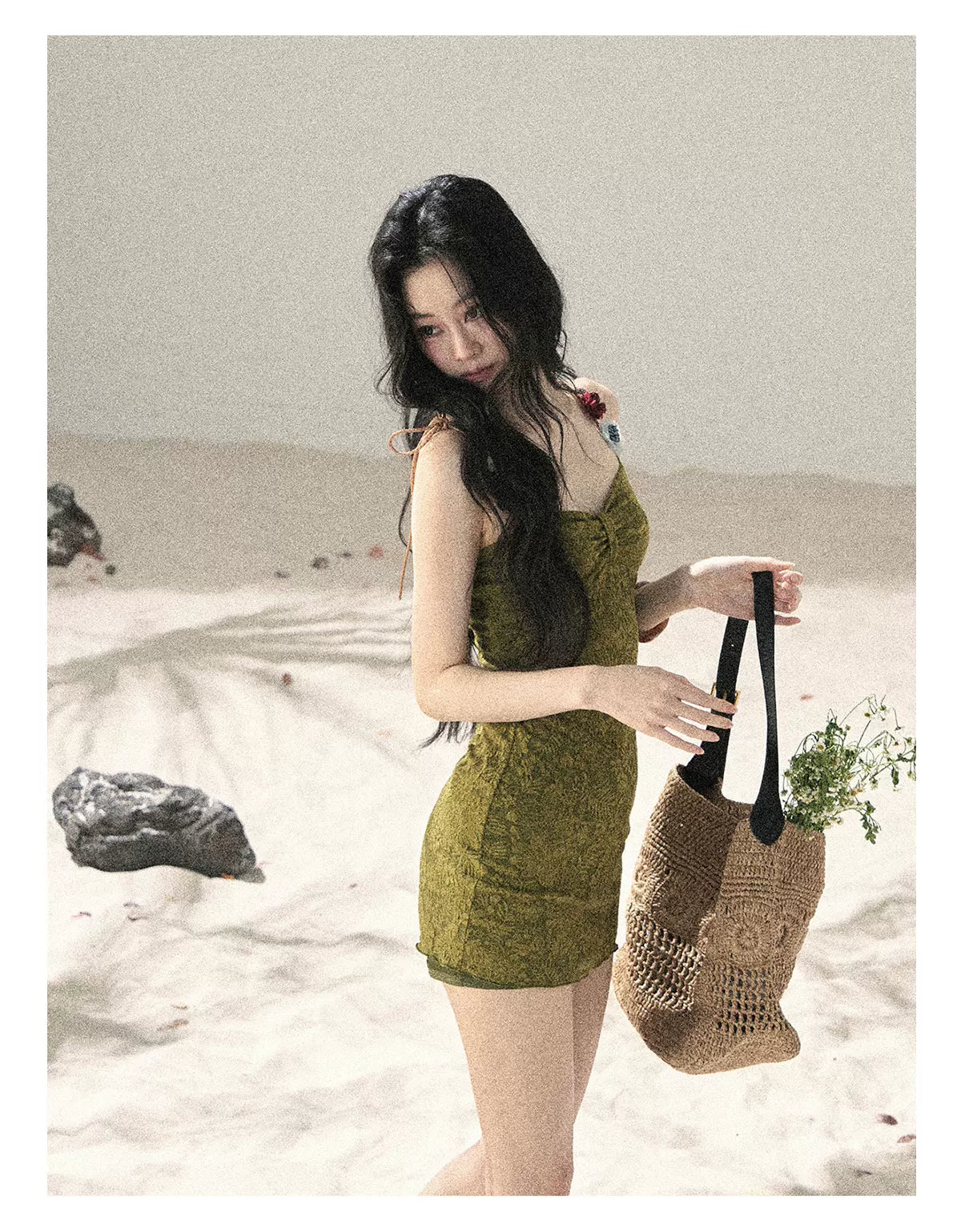 "Entwined Vines" Olive Mist Bodycon Dress & Cardigan Set 543648532