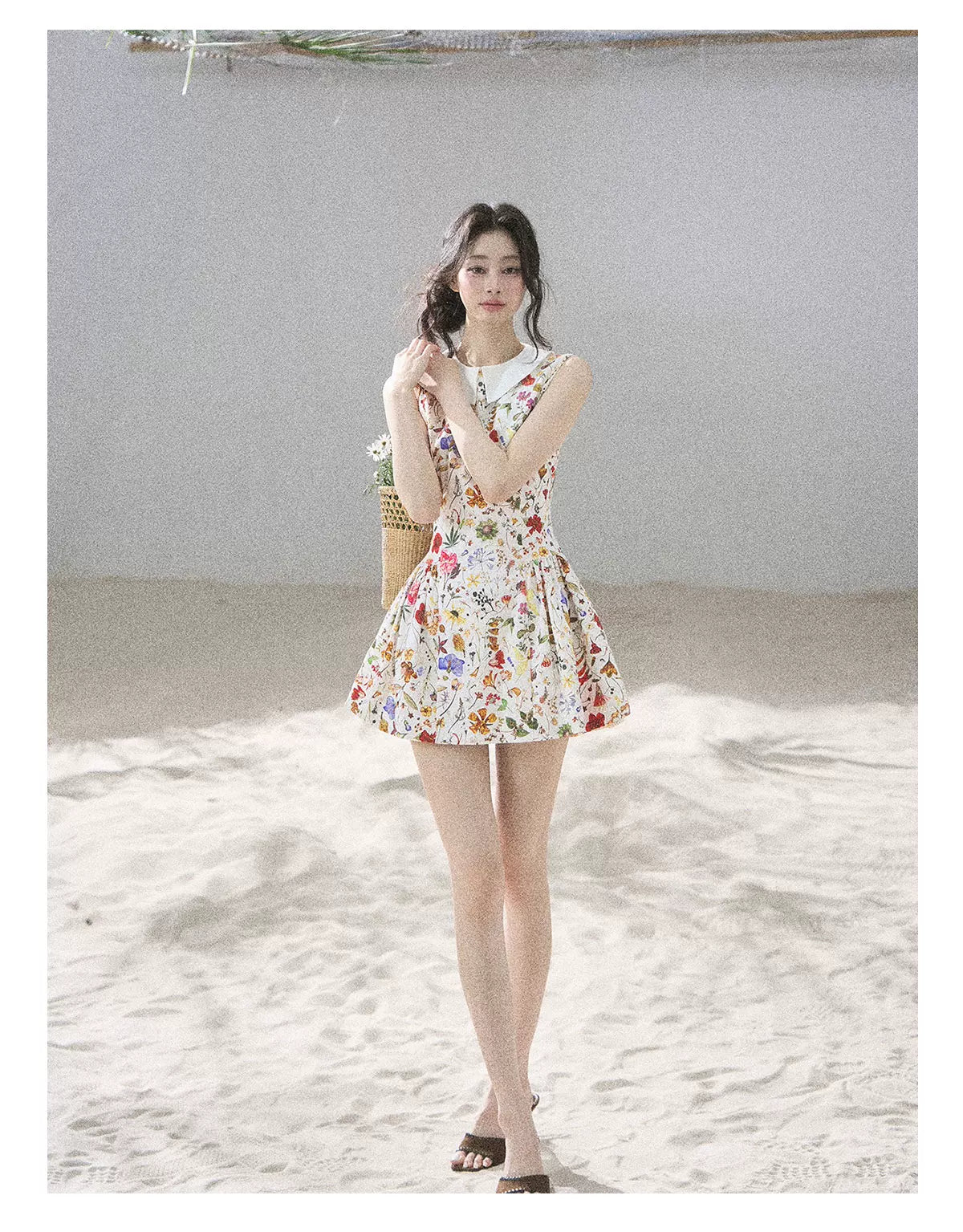 "Fallen Petals" Fleur White Floral Mini Dress