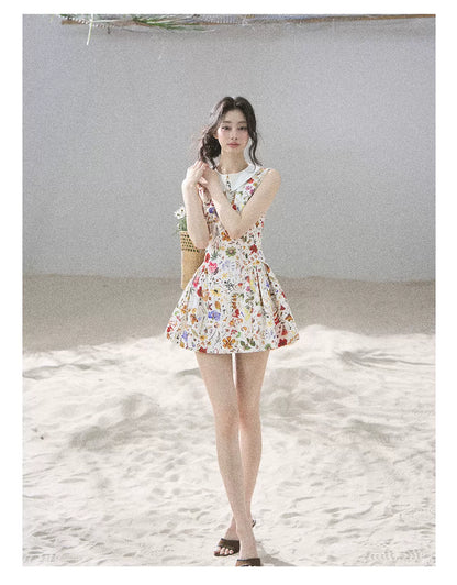 "Fallen Petals" Fleur White Floral Mini Dress