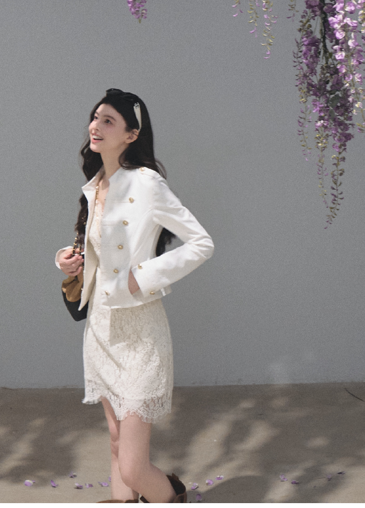 OAKMOO/ Napoleon-Style Fitted Cotton Jacket
