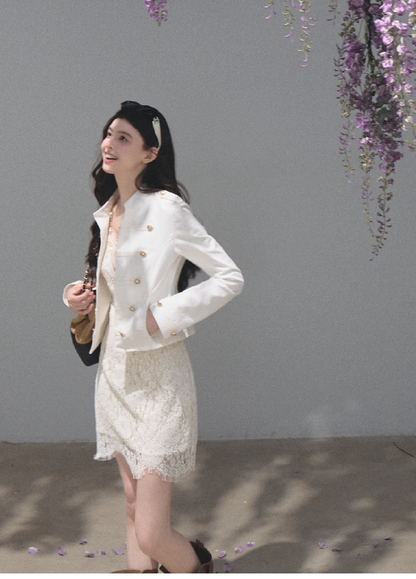 OAKMOO/ Napoleon-Style Fitted Cotton Jacket
