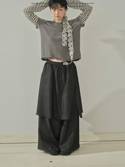 "Archive Fade" Dark Indigo Layered Wide Leg Jeans
