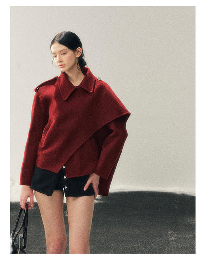 少也眼 “She Hears the Snow Thaw” British-Style Double-Faced Wool Blazer Coat