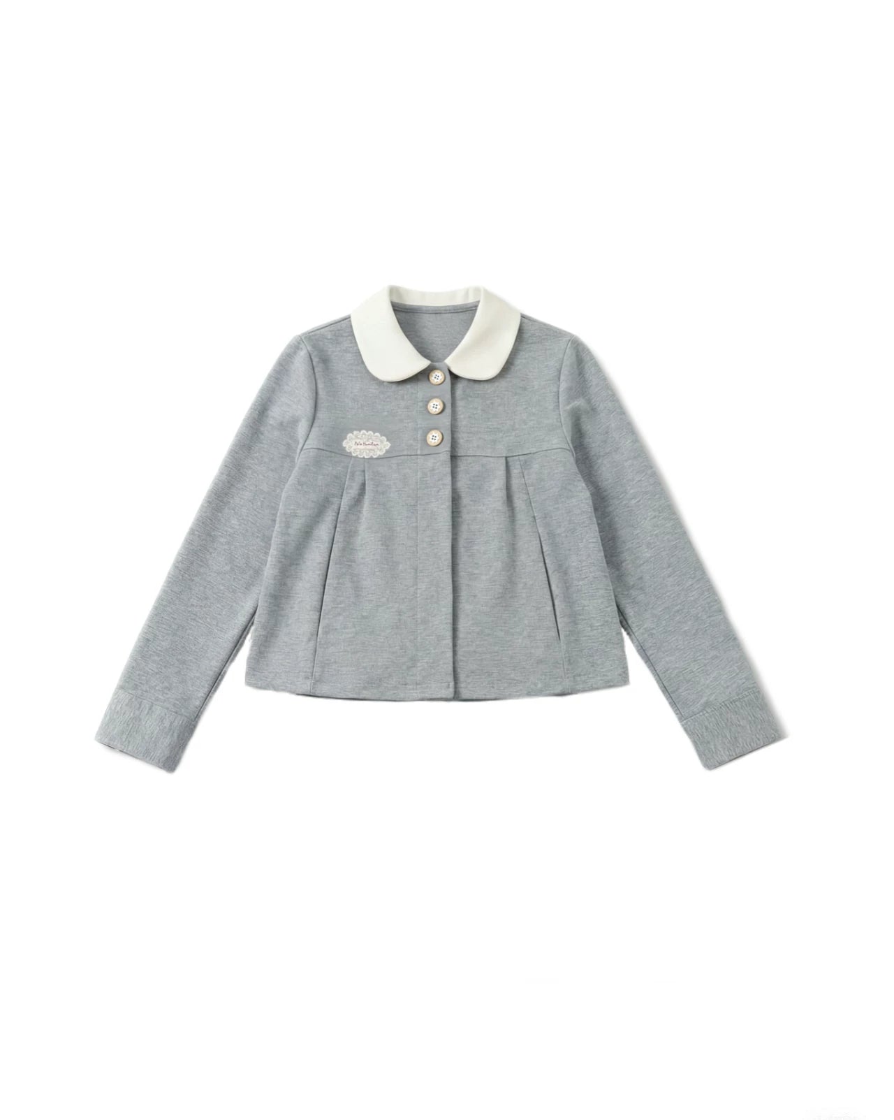 “Misty Academy Reverie” Light Grey Cropped Top & Bubble Mini Skirt