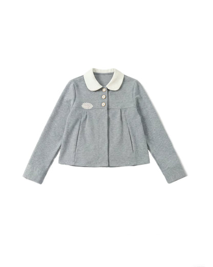 “Misty Academy Reverie” Light Grey Cropped Top & Bubble Mini Skirt