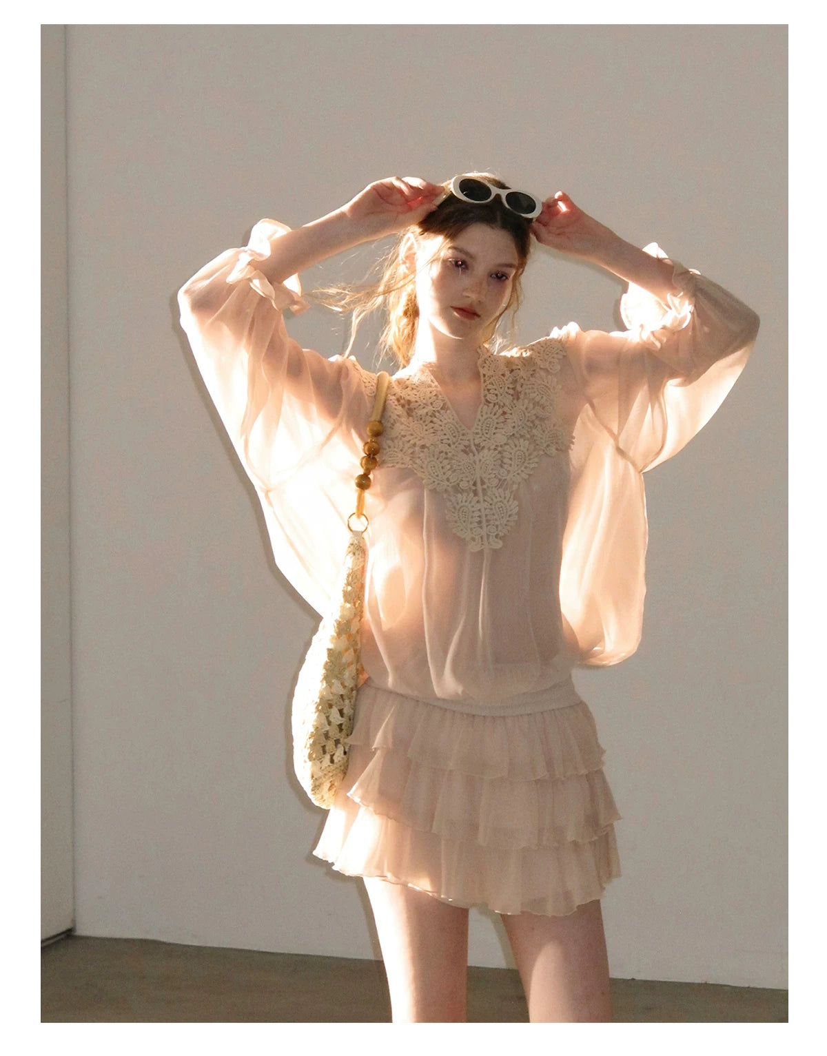 "Flowers on the Breeze" Blush Pink Top & Mini Skirt Two-Piece Set