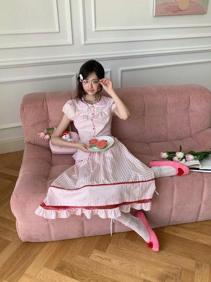“Pink Plaid Daydream” Pink Plaid Skirt Set