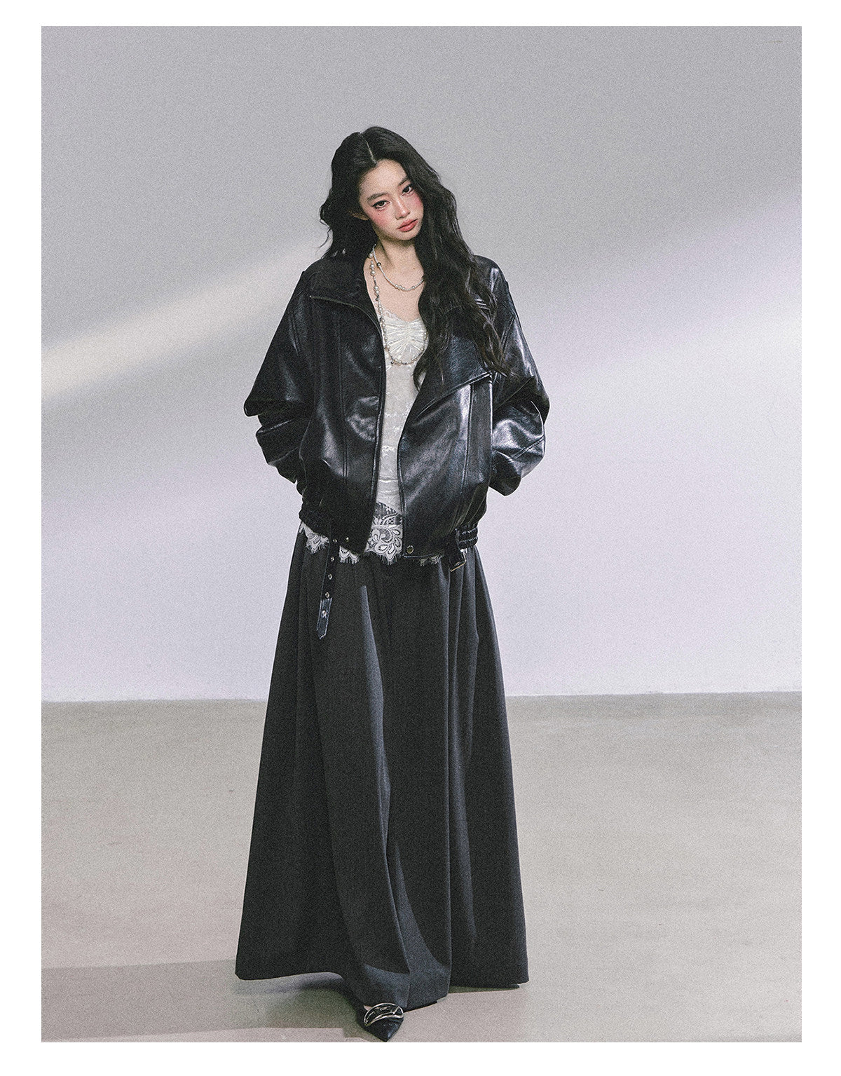 AOMALM - Cool Girl American Biker PU Leather Jacket