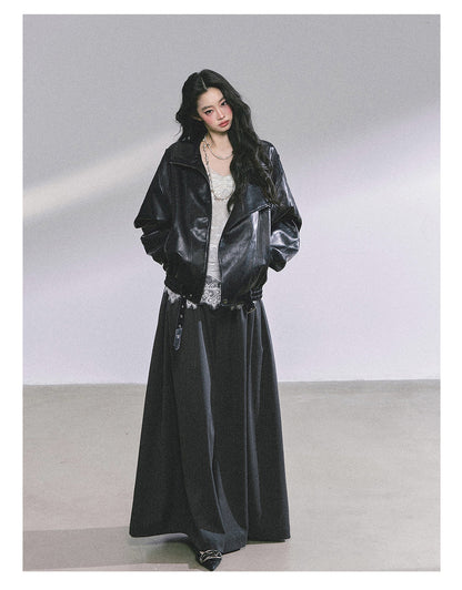 AOMALM - Cool Girl American Biker PU Leather Jacket
