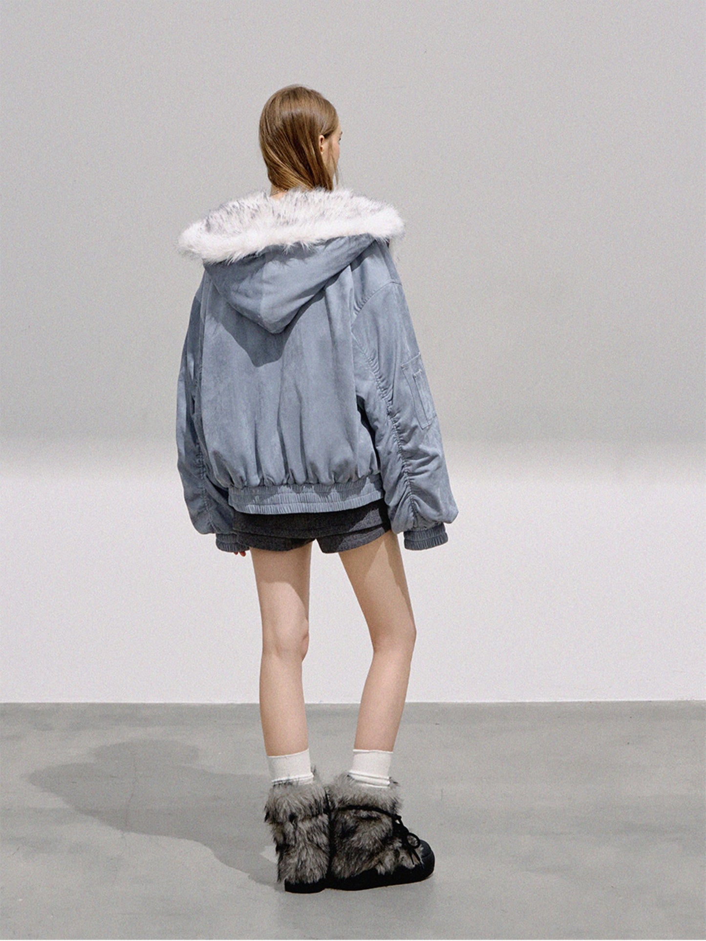 BOHOL BLING - Glacier Blue Reversible Faux Suede Fleece Jacket