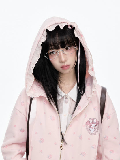 “Daisy Daydream” Pink Floral Oversized Hoodie