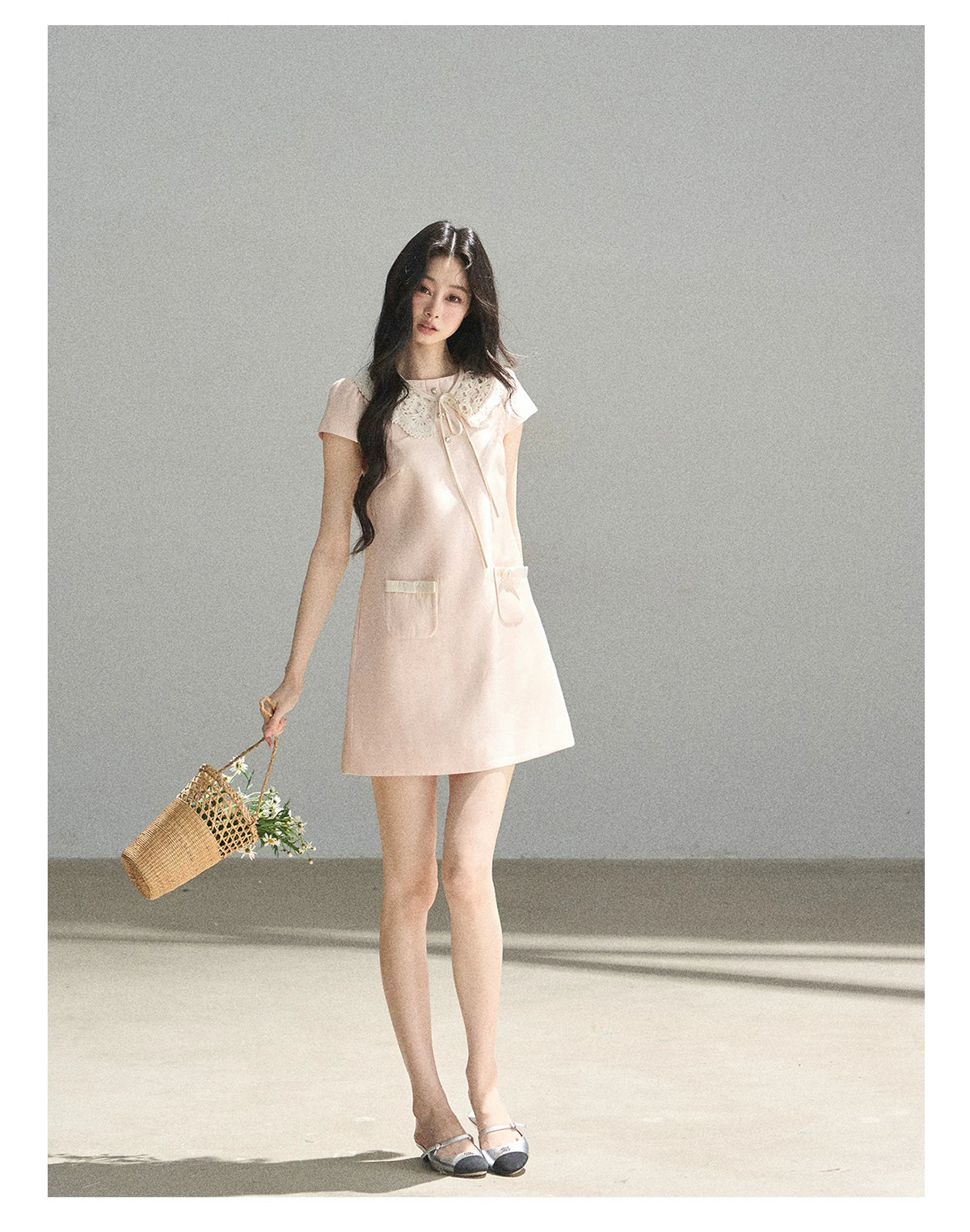 "Blush Haze" Cinnamon Pink Lace Babydoll Mini Dress