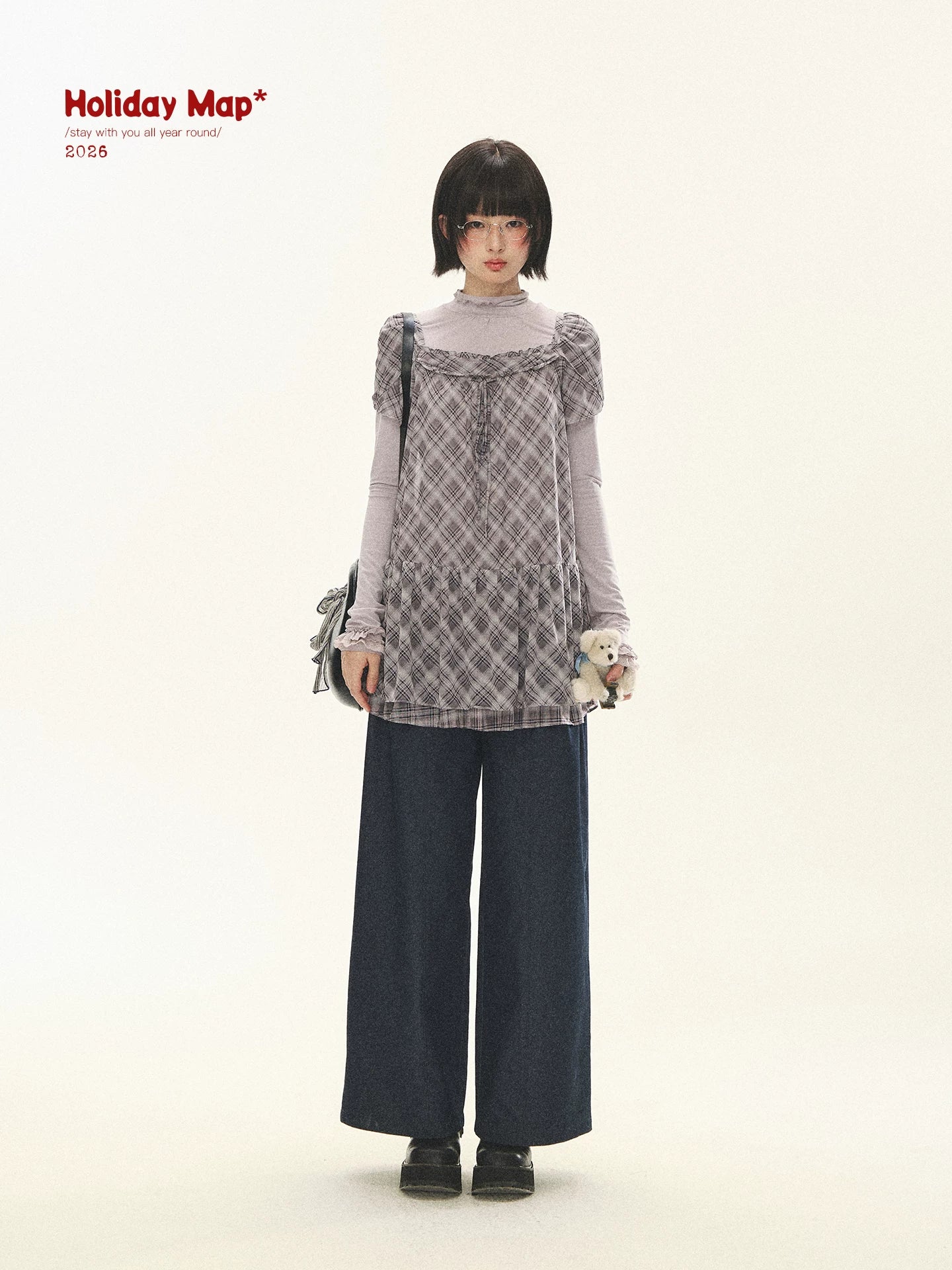 "Lazy Weekend" Deep Blue Ruched Wide Leg Jeans