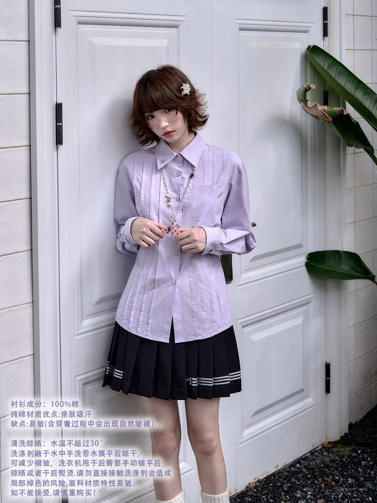 "Snow Lily Mist" Lavender Blouse & Skirt Set