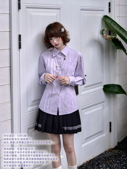 "Snow Lily Mist" Lavender Blouse & Skirt Set