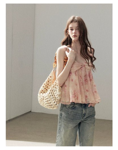 "Passing Through Your Summer" Cinnamon Pink Lace Babydoll Cami