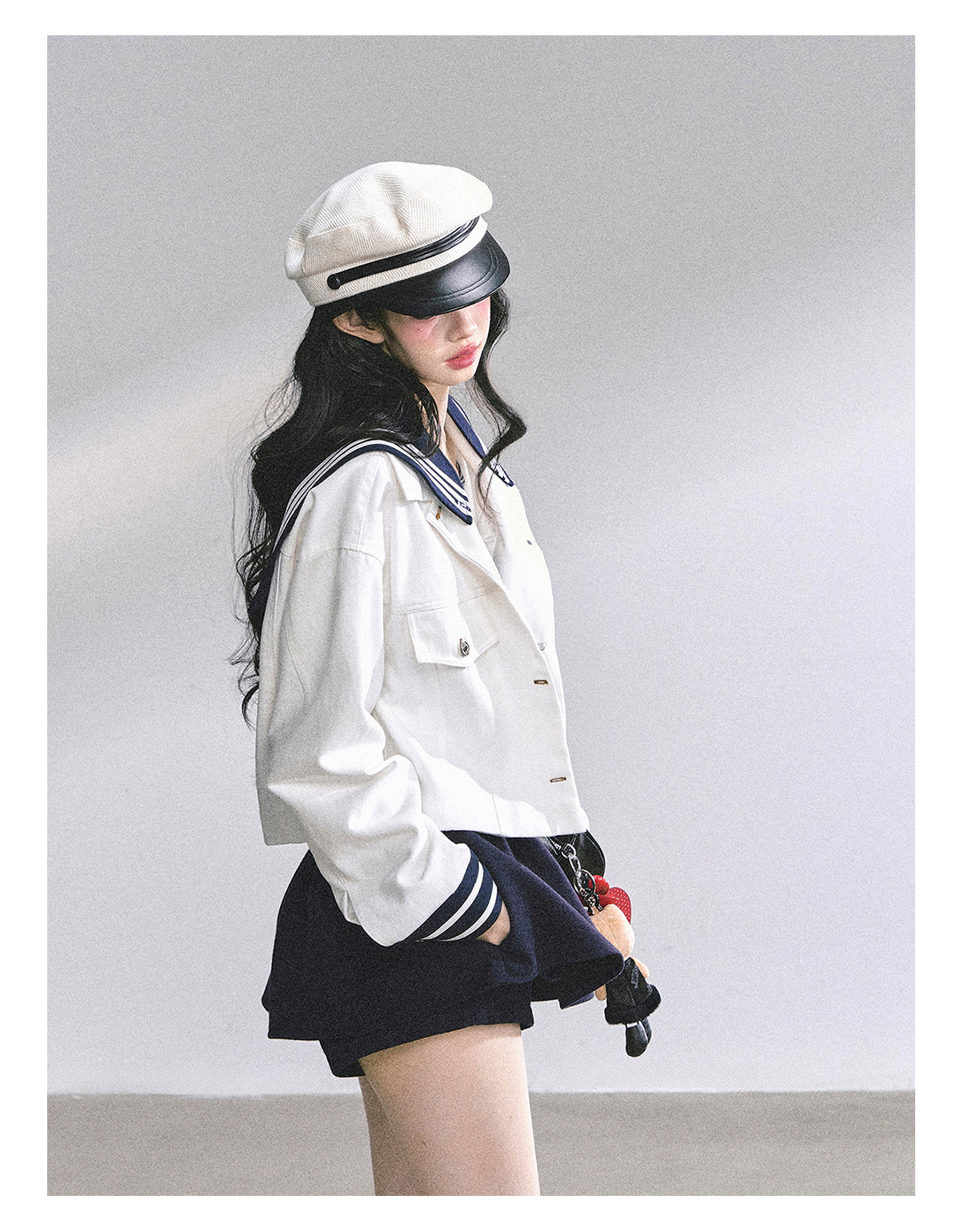 少也眼 "New York Art Museum" Detachable Sailor-Collar Denim Jacket 5764567