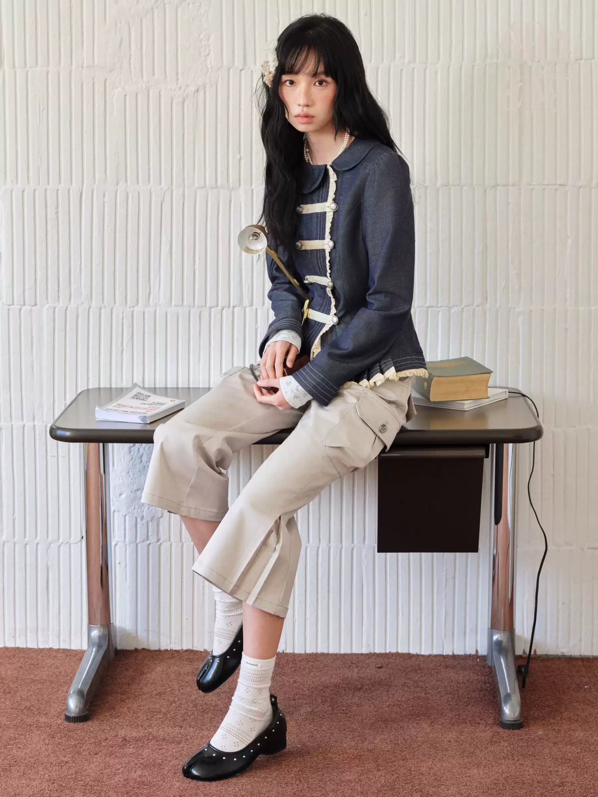 DAILY ARTIST - Deep Navy Doll-Collar Napoleon Denim Jacket