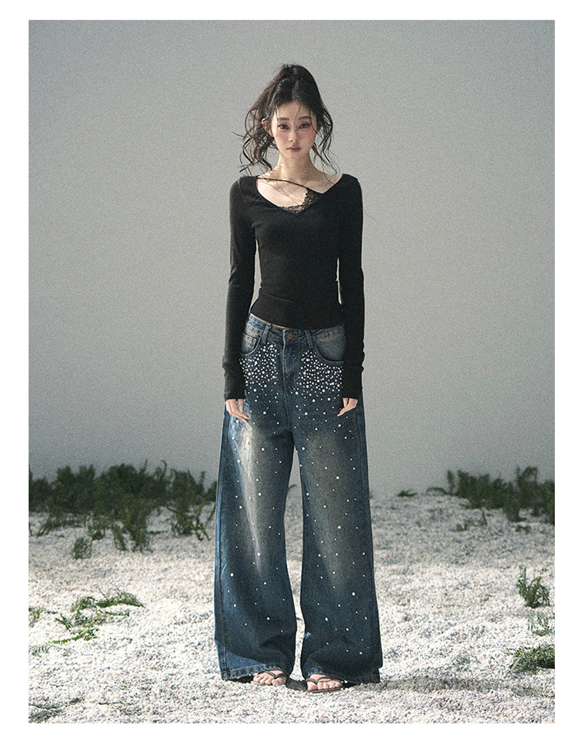 “Day & Night” Midnight Black Lace Knit Top