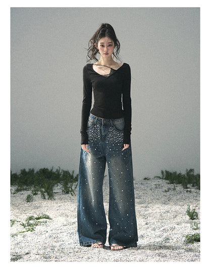 “Day & Night” Midnight Black Lace Knit Top