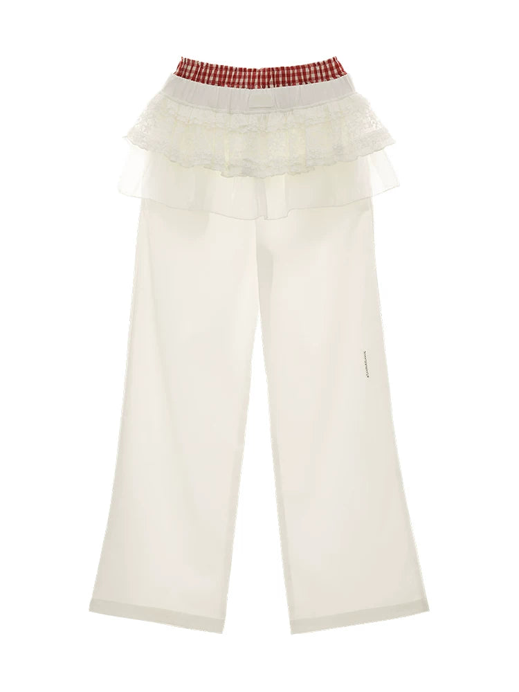 MAMC - White Ballet Layered Wide-Leg Pants
