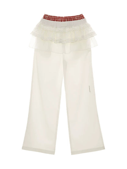 MAMC - White Ballet Layered Wide-Leg Pants
