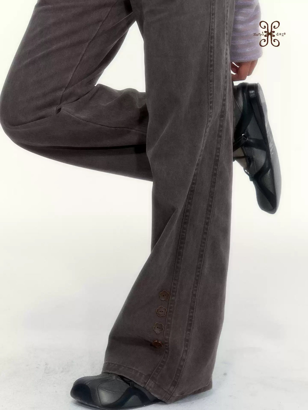 "A Season Called Autumn" Coffee Brown Vintage Washed Wide-Leg Utility Pants