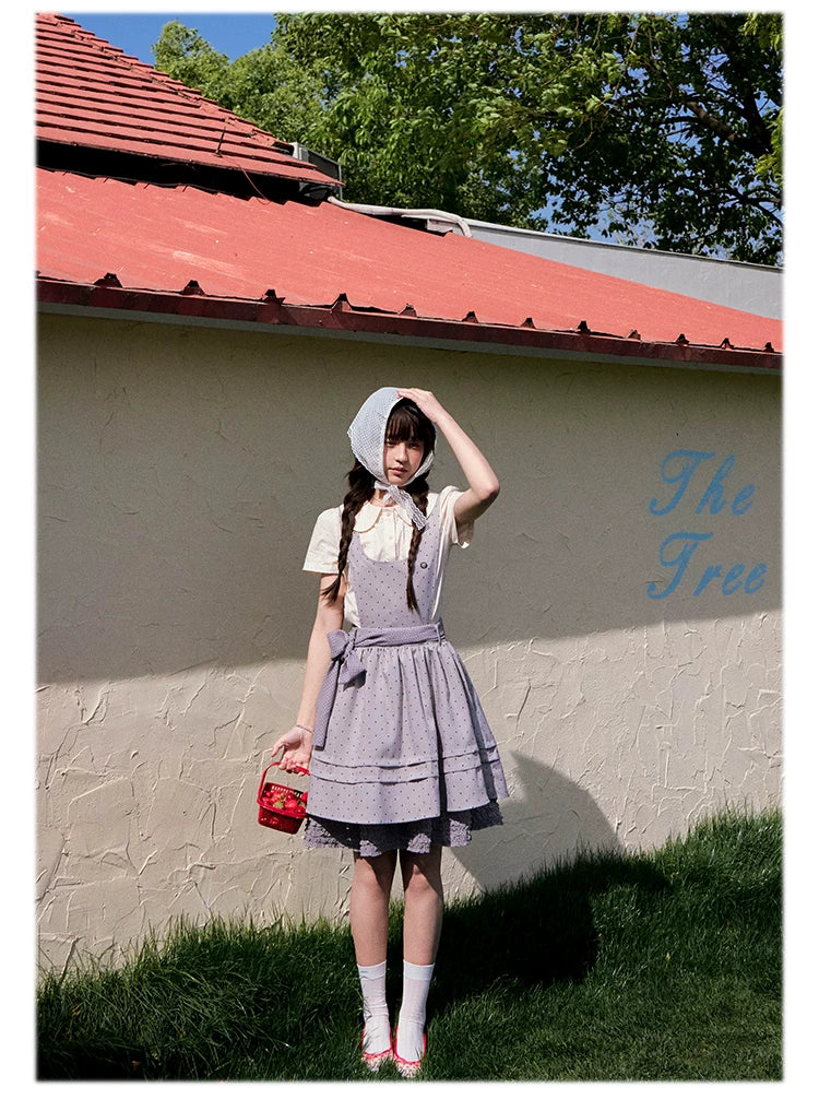 Vintage Japanese-Style Detachable 2-Way Pinafore Dress & Blouse Set