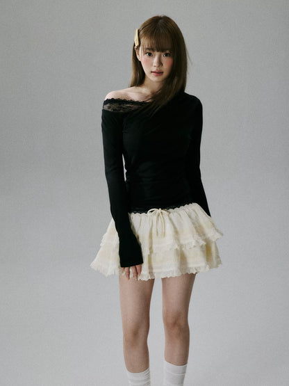 LOST FOREST - Black Wool Lyocell Layered Slim-Fit T-Shirt