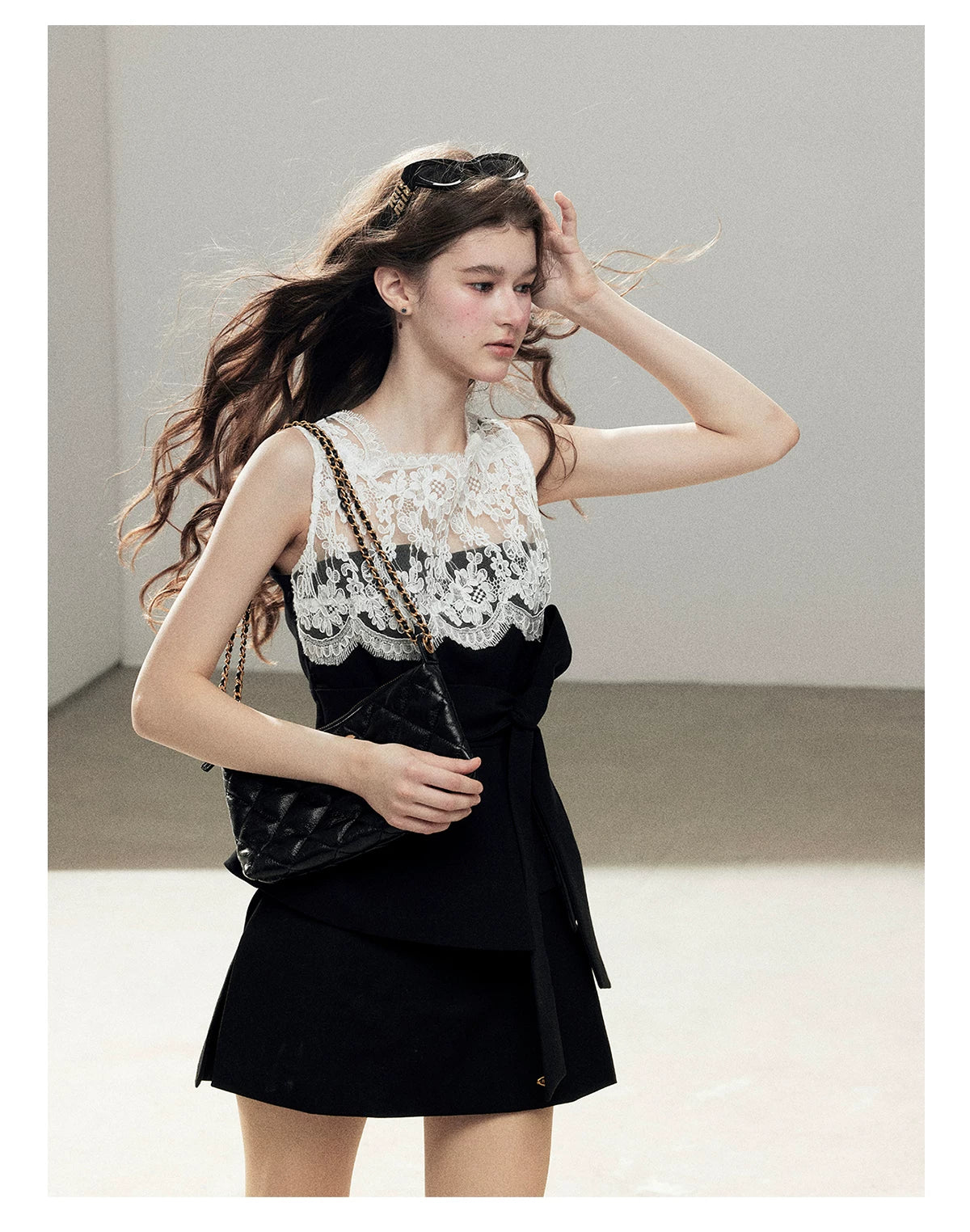 "The Quiet Strength" Black Iris Lace Sleeveless Crop Top